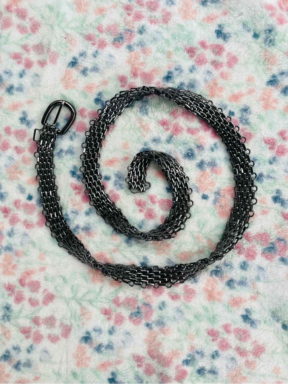 Vintage Made in Italy Gunmetal Chainmail Belt Mesh Metal Link